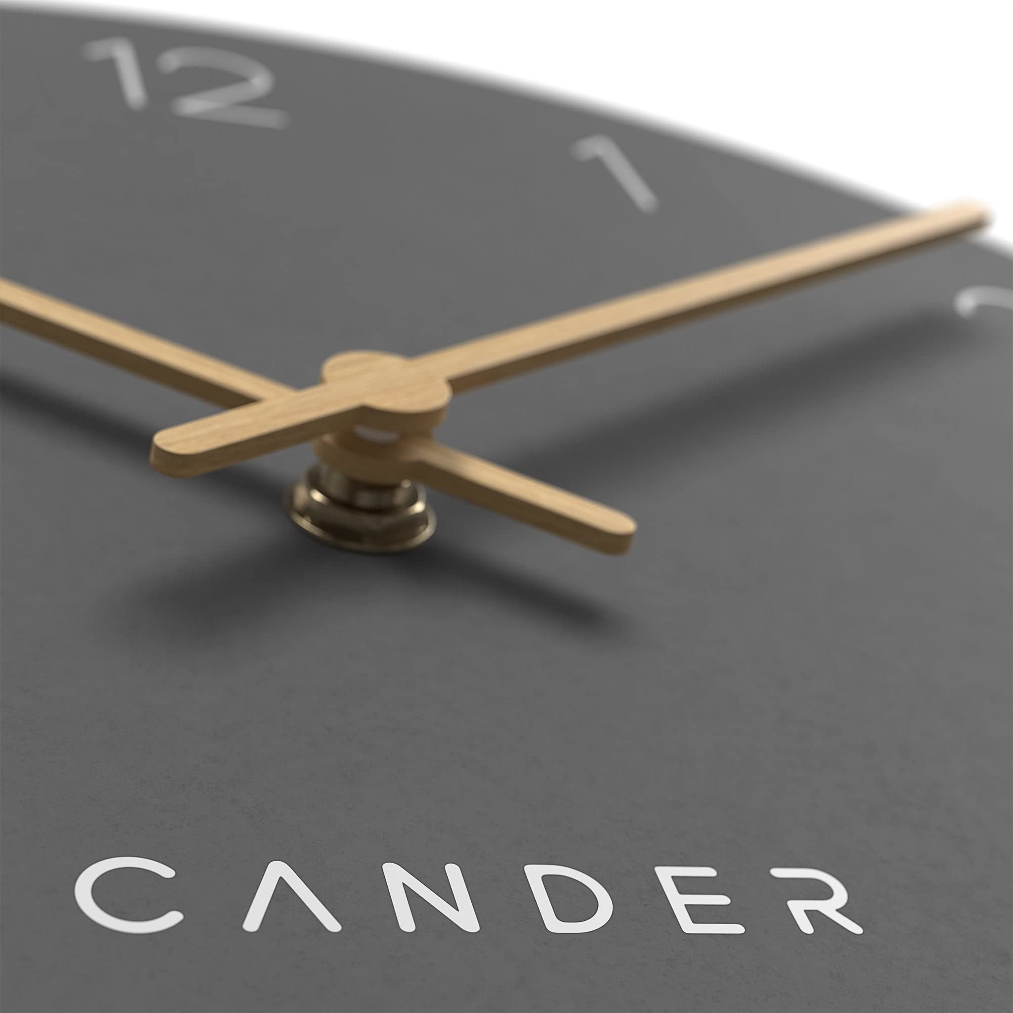 Cander Berlin MNU 2630 A Wanduhr lautlos ohne Ticken 30 cm analog Wohnzimmer Küche modern Vintage grau Holzzeiger