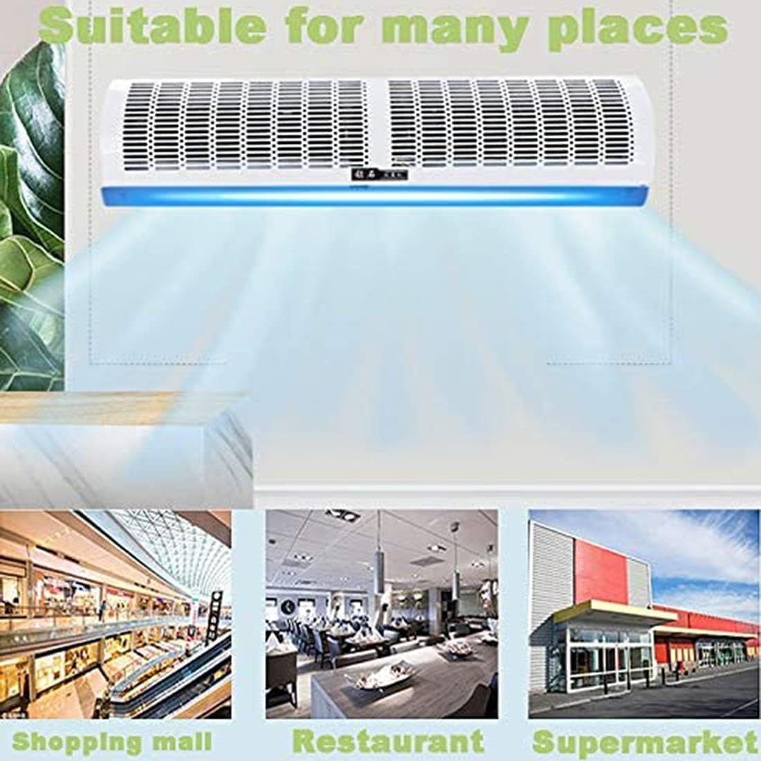 Machine À Rideau d'air Ultra-Mince Et Silencieuse Commerciale, Machine À Rideau d'air Blanc avec Télécommande, Ventilateur Mural, Froid Chaud, Adapté à la Maison, au Bureau et à (Size:100CM)
