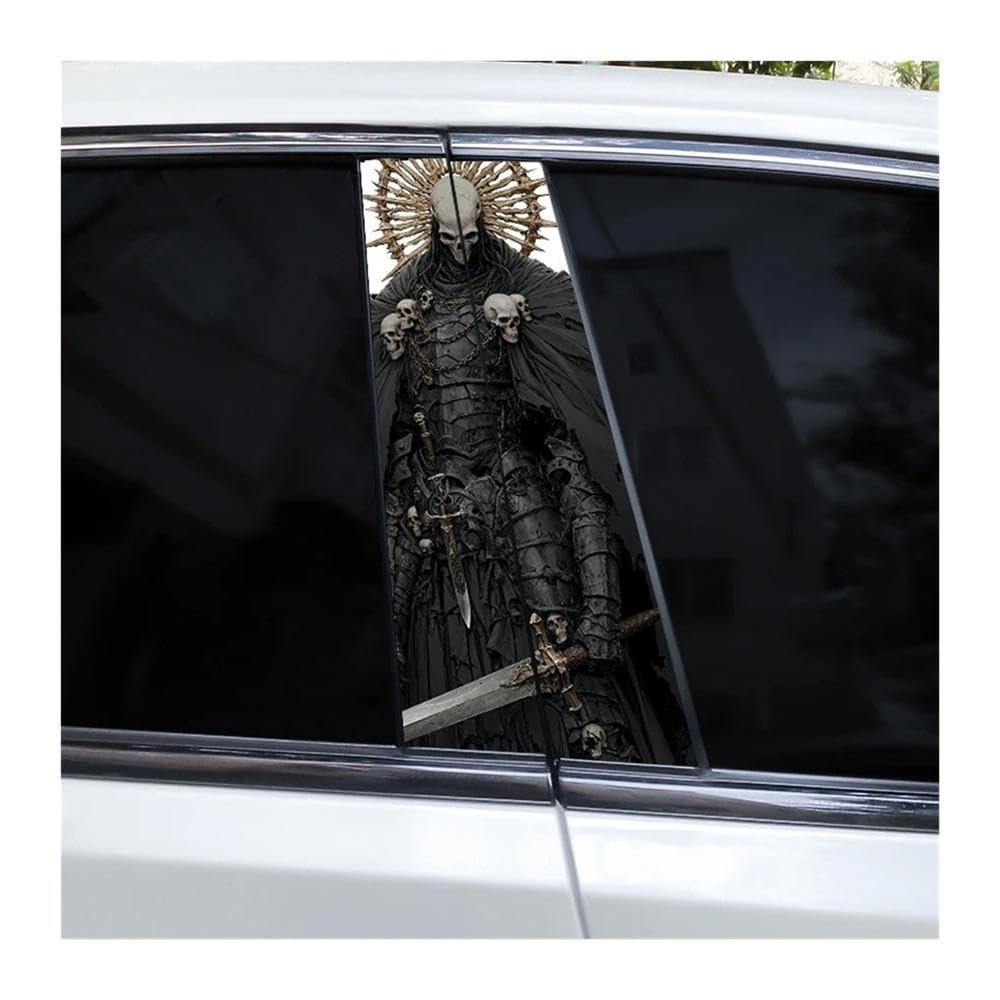 Bertdcx B Skull Knight Car Pillar Sticker Diy Car Window Pillar Vinyl Waterproof Auto Parts(B)