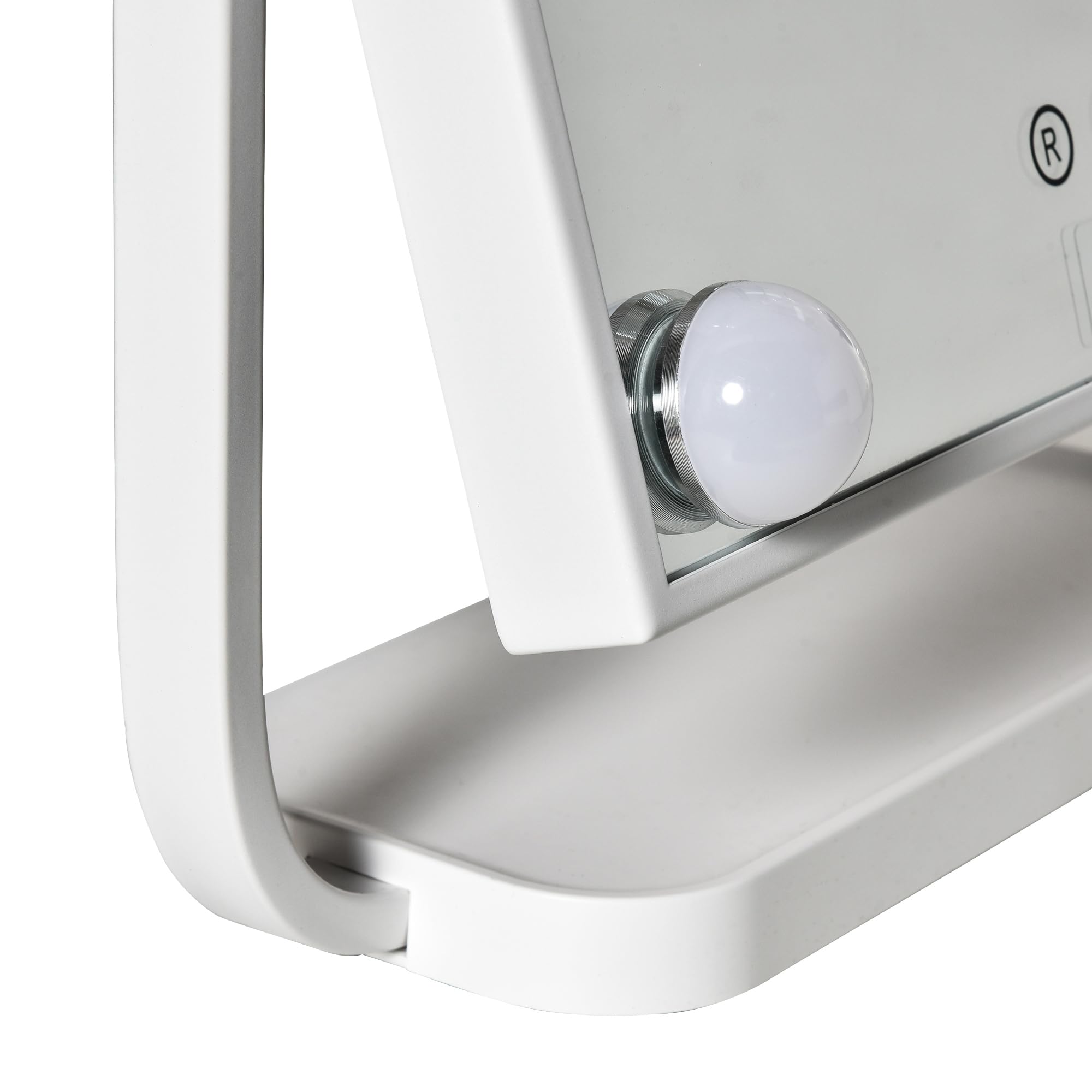 HOMCOM Espejo de Maquillaje con Luz 12 LED 32,8x11x47,4 cm Blanco | Espejo Hollywood de Mesa, 3 Modos, Luz Ajustable, Pantalla Táctil, Función de Memoria, Dormitorio, Baño