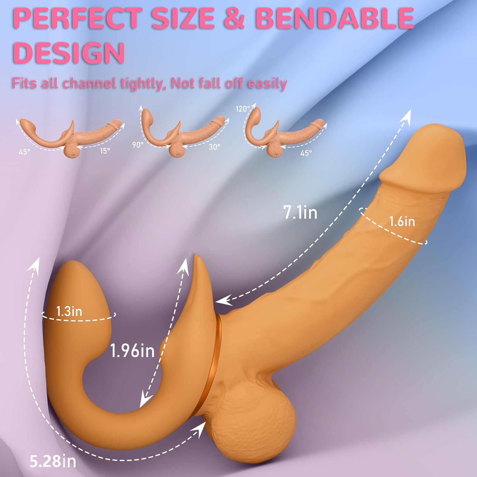 Strapon Doble Dildo Realista, Double Dildo Arnés Para Mujeres 9 Modos de Vibración Y 9 de Empuje G Point Anal Stimulator Silicone Dildos Sex Toy Para Hombres Y Parejas (A-Empuje)
