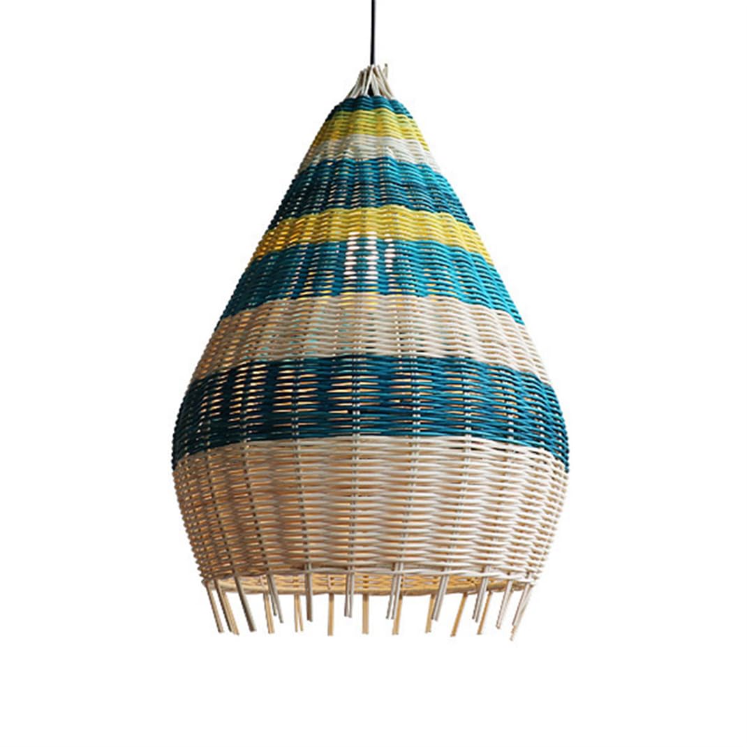 LYMSXAZOU Scandinavian Style Wicker Pendant Light Boho Kitchen Island Lighting Rattan Chandelier Lamp Shade For Island, Bedroom, Dining Room, Entryway