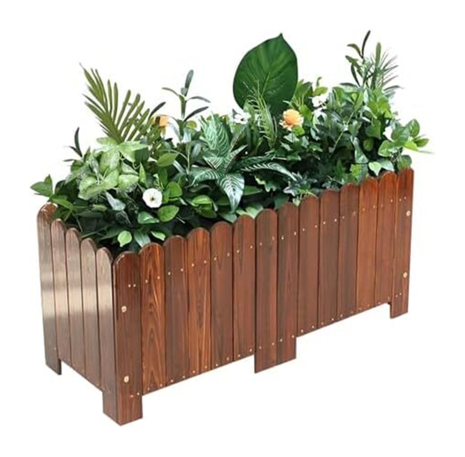 Outdoor Elevated Garden Box, Brown Wooden Planter Box Multiple Sizes With Drainage Holes For Indoor Outdoor(60x30x30cm)