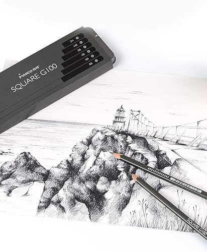 Miniatura 5 de Seis lápices cuadrados para boceto y dibujo, 2h  Hb  2B  4B  6B  8B