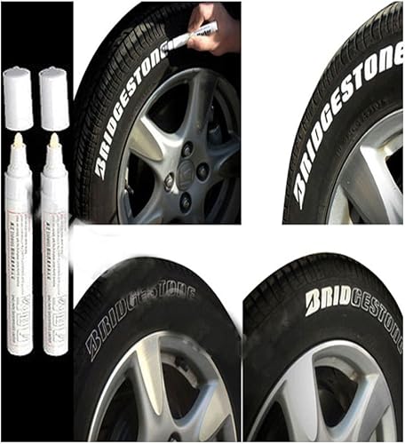 2pc Blanco Lápiz de pintura marcador impermeable permanente de goma neumático de coche letras letra