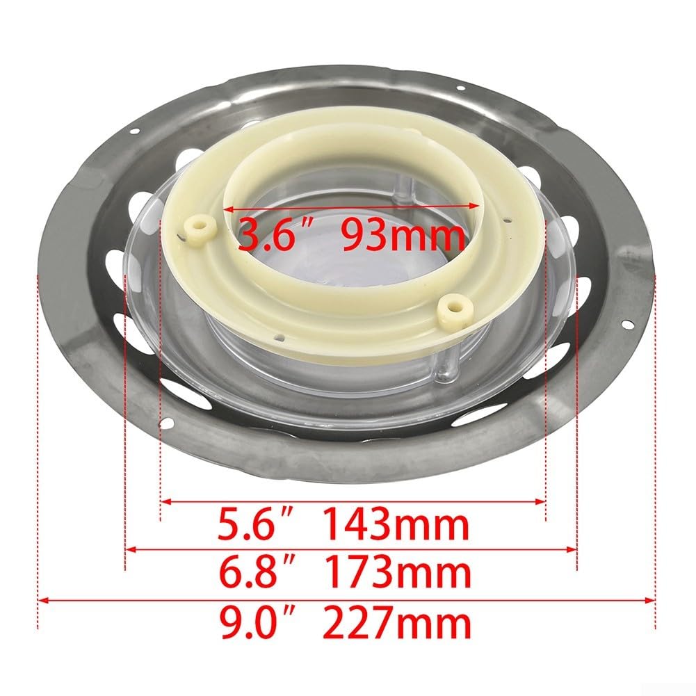 Prese d'aria rotonde da 22,9 cm, in acciaio inox, per prese d'aria marine, griglia A-ir V-ent, copertura per griglia di ventilazione, fori in rete, prese d'aria per camper, barche, roulotte