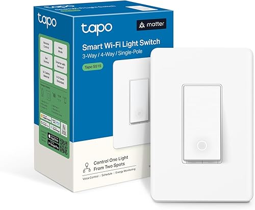 TP-Link Tapo - Interruptor inteligente, un polo/3 vías/4 vías, compatible con materia, monitoreo de energía, requiere cable neutro, funciona con