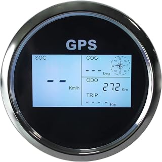 YANHAO Digital GPS Speedometer LCD Speed Gauge Odometer Adjustable with GPS Antenna 85mm Overspeed Alarm