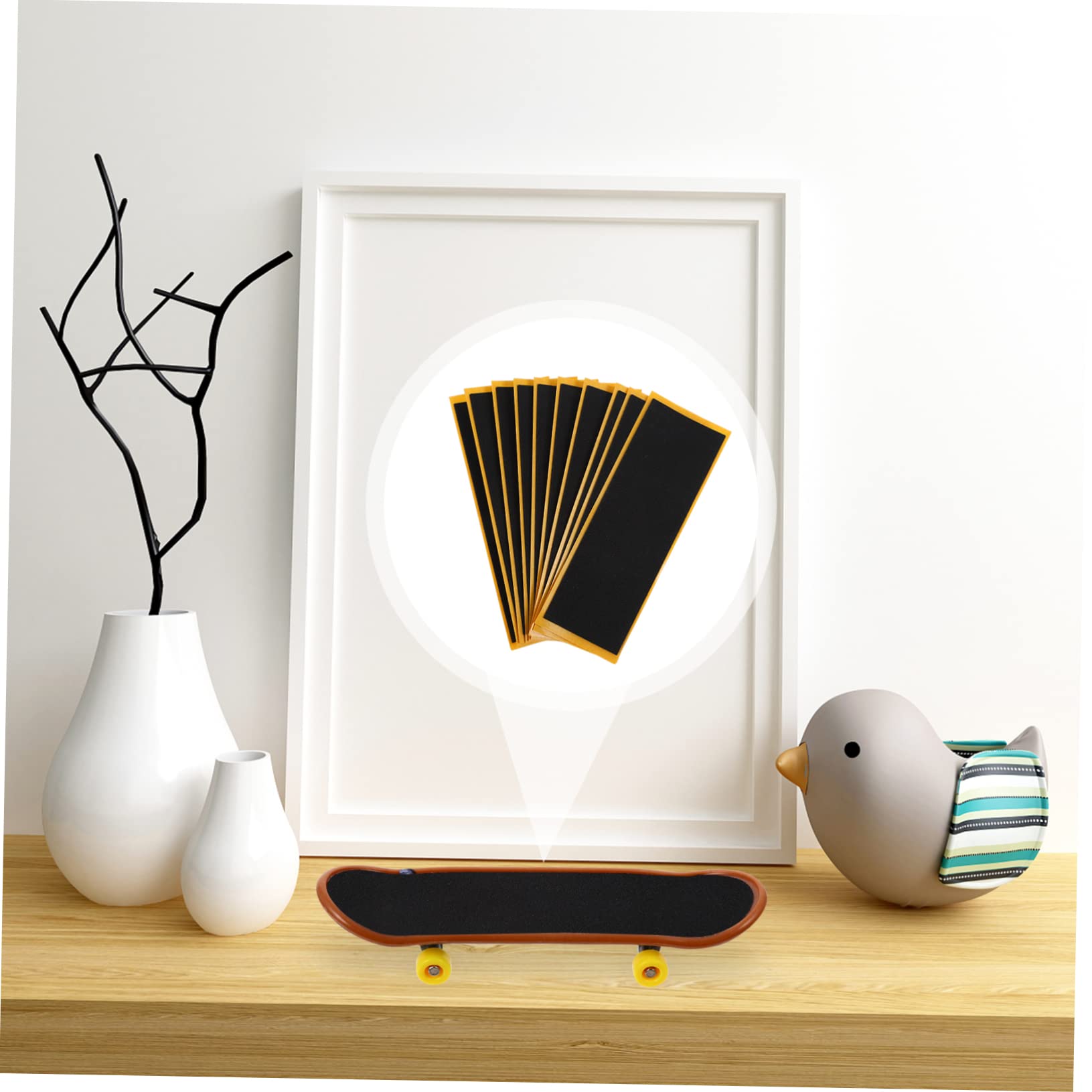 Gogogmee 10Pcs Non Slip Stickers for Mini Skateboards Finger Skateboard Accessories Easy to Cut Practical Cushioning Effect for Finger Skating Fun