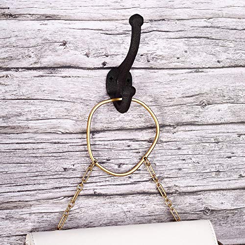 Ambipolar AMB_VAR_5HOOKS_VINTAGE 5-Pack Rustic Wall Hooks Heavy Duty. Cast Iron Vintage Inspired Antique Black Hooks thumb #3