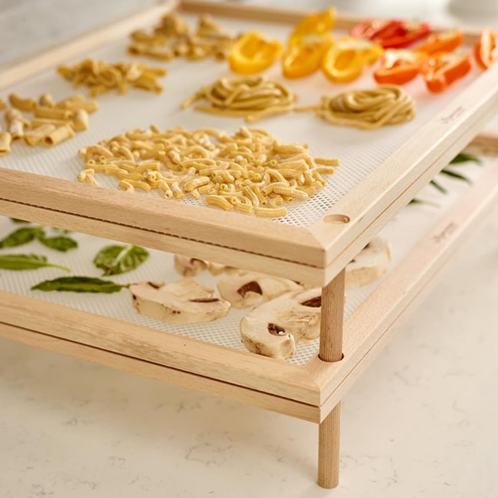 Multipurpose Wood Drying Stand for Italian Pastas Safe Home Organization