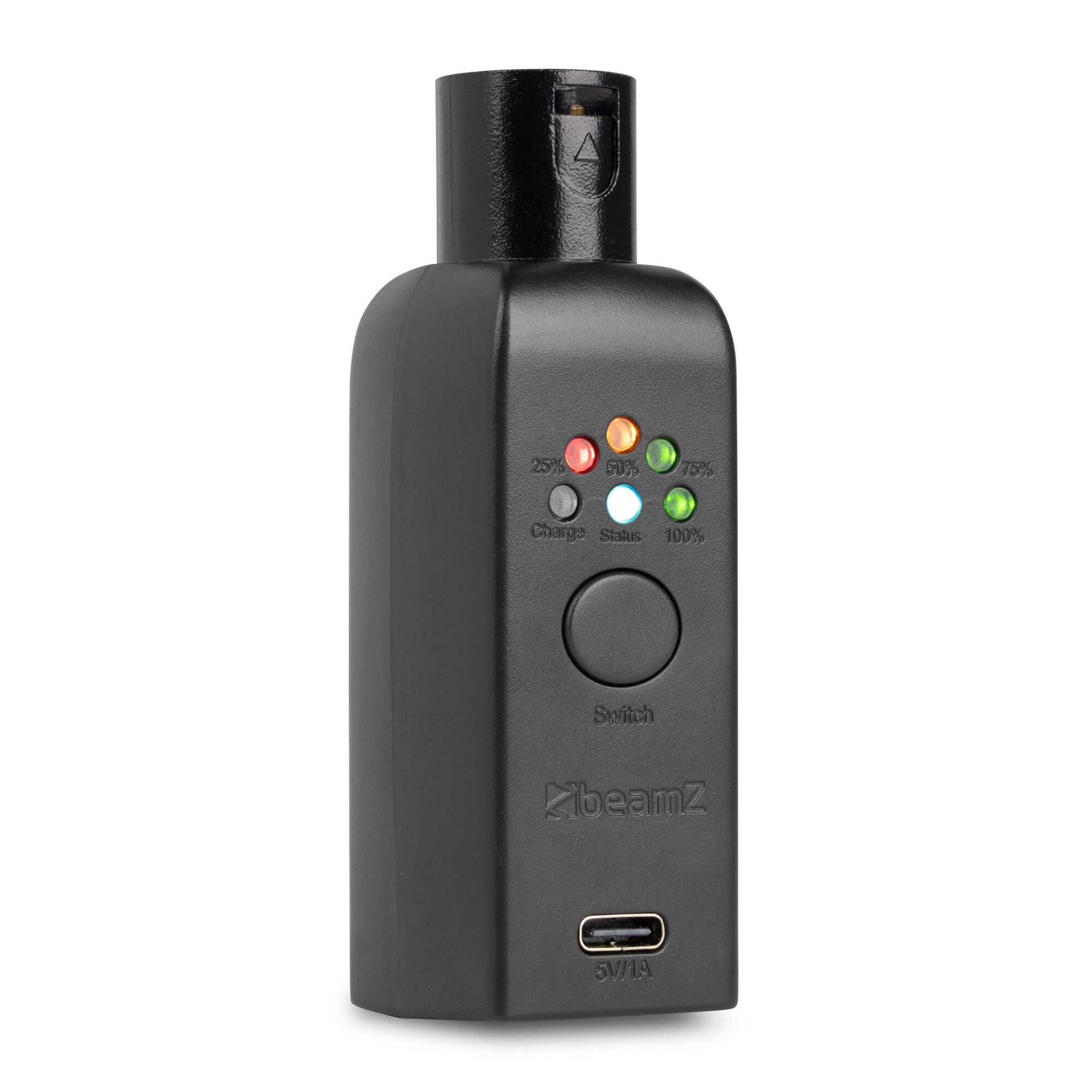 BeamZ WD1M-5 + WD1F-5 + WCS1 – Pack DMX inalámbrico 1 transmisor, 7 receptores y estación de carga para 8 dongles EazyLink batería USB-C iluminación DJ escenario sin cables, color negro