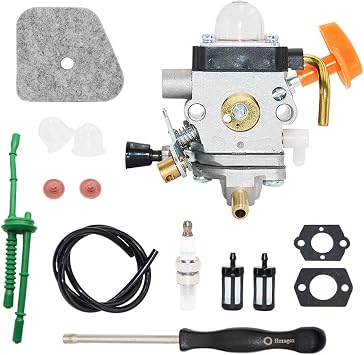 C1Q-S174 Carburetor Kit for Stihl FS90R FS90 FS110R FS130R FS100 KM130R FS130 KM90R KM90 FS100RX FS110 KM110R HT100 HT101 Carburetor Trimmer with Maintenance Kit Trimmer Weed Eater Carb Rebuild Kit