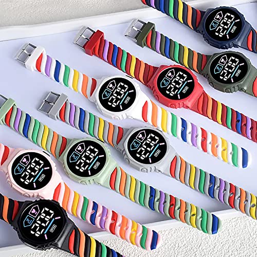 Image of Time Up Digital Dial LED Display Rainbow Strap Fresh Smart Design Medium Size Kids Watch for Boys & Girls (Age 5-15 Years)-YSR-X (Black)