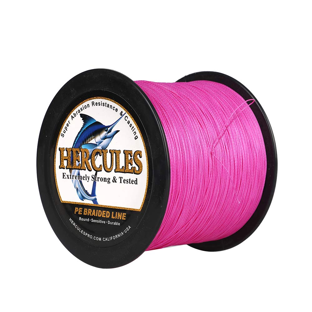 Hercules Super Cast 500M 547 Yards Braided Fishing Line 200 LB Test for Saltwater Freshwater PE Braid Fish Lines Superline 8 Strands - Pink, 200LB (90.7KG), 0.75MM โ image 1