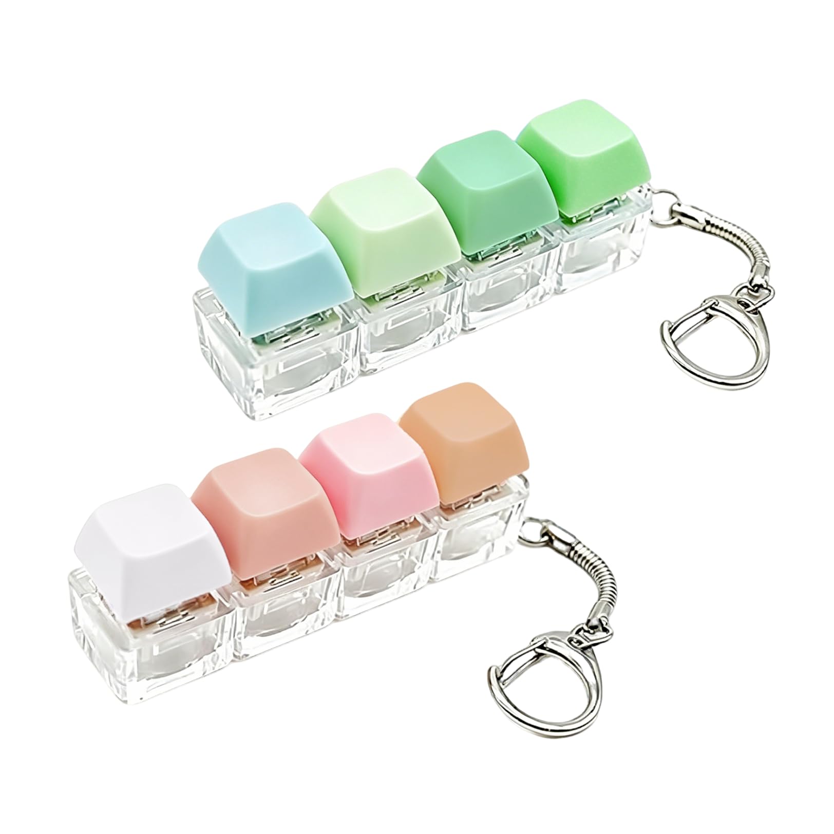 2 PCS Keyboard Fidget Toy,4 Buttons Clicker Fidget Keychain,Colorful Clicky Key Board for Adults Kids Anxiety Relief Portable Keyboard for Office Classroom Birthday Gifts Christmas Party Bag Fillers