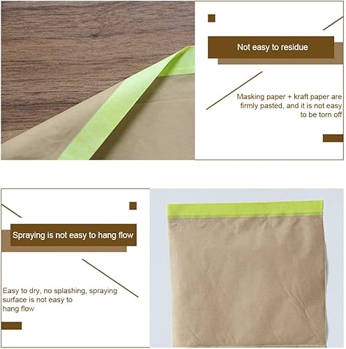 Miniatura 6 de QWLWBU Papel de enmascaramiento para pintar, cinta y papel para pintores, rollo de papel de pintura automotriz con cinta, 61218 x 50 pies, 3 papeles