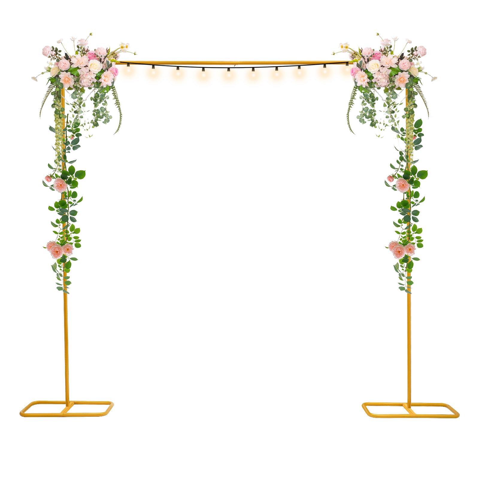 MINRS 2,0 x 2,1 m, in metallo, per matrimoni, anniversari, feste di compleanno, proposte di matrimonio, oro