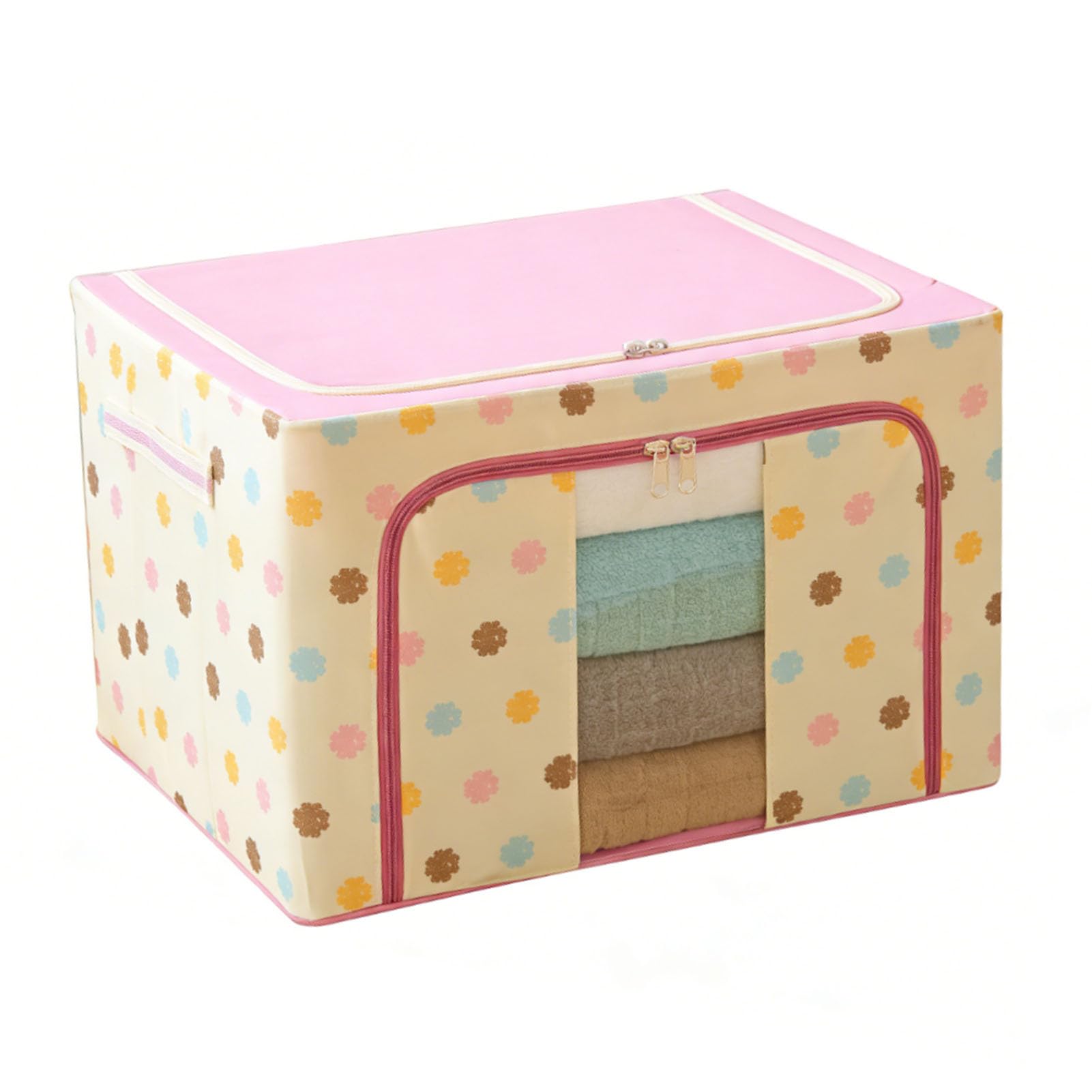 SIXRUN Contenitore Pieghevole per Vestiti, Armadio in Tessuto, Grande capacità, 50 X 40 X 33 Cm, con Finestra Trasparente, Apertura Frontale e Cerniera Superiore, per Armadio del Dormitorio della