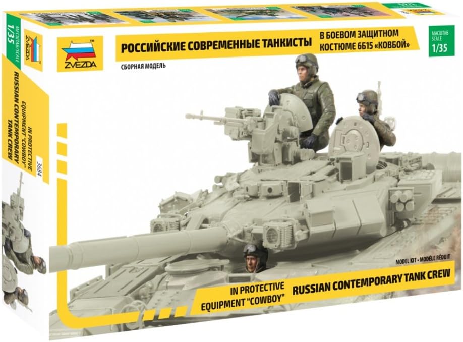 Zvezda 3684 500783684-1:35 Russian Contemporary Tank Crew Plastic Construction Kit Model Kit Assembly Kit for Beginners Detailed Unpainted