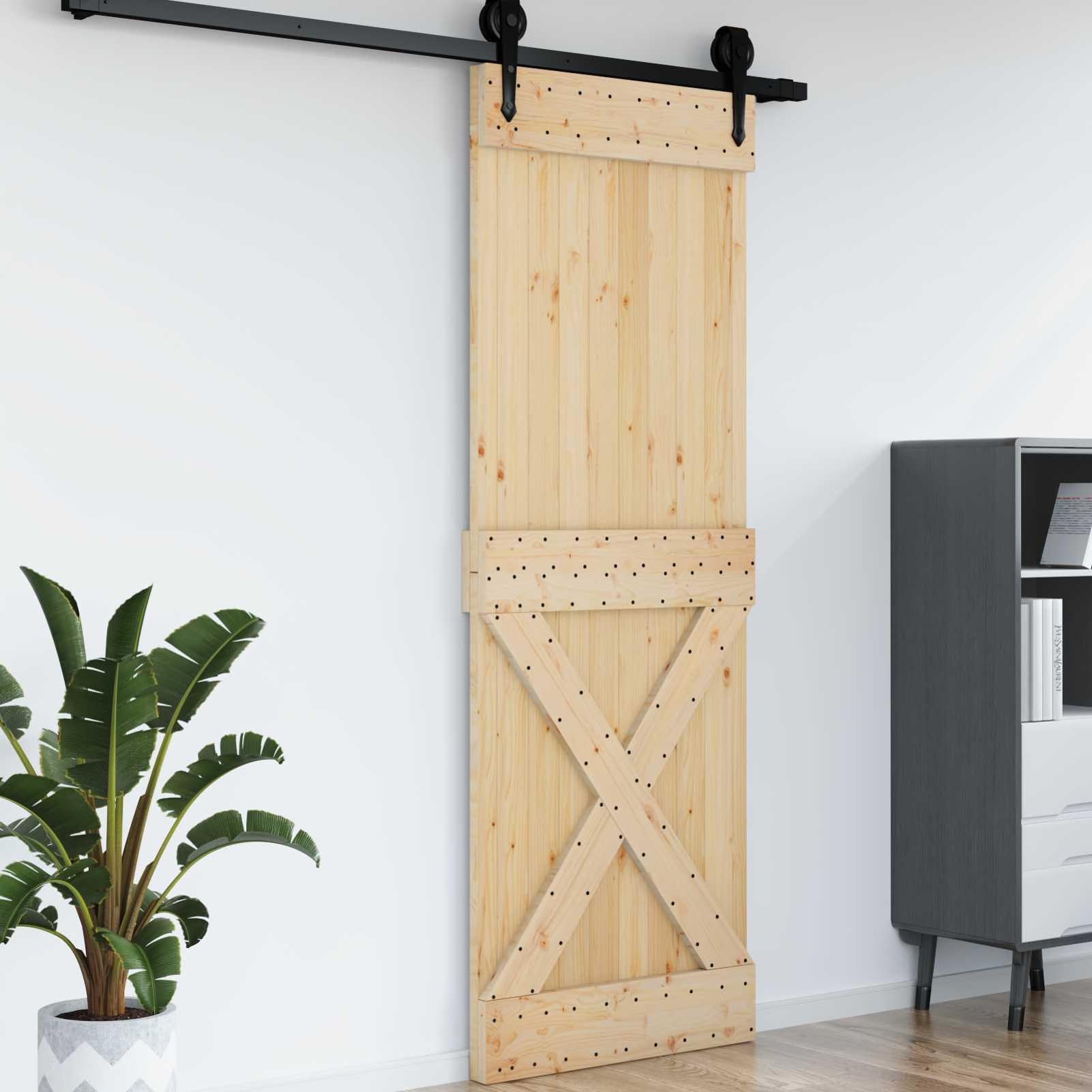 Massive Kieferntür Narvik - Natur, 80x5,4x210 cm, Innenbereich, Platz sparend Model42047095