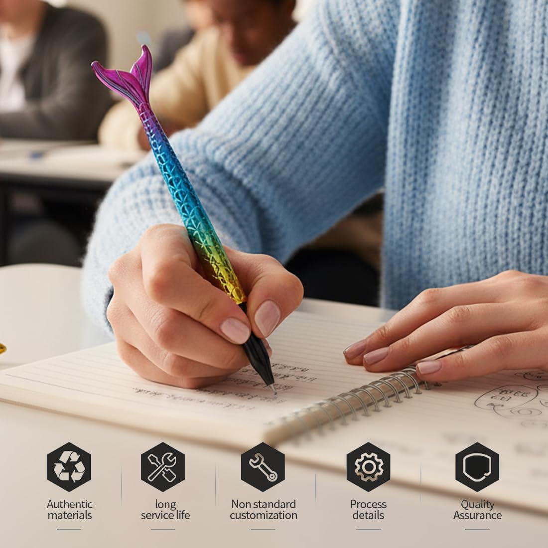 Stylos Gel Forme Sirène Stylos Sirène 12 Pièces - Encre Gel 0,5mm Forme Queue De Poisson Colorée Stylos Sirène Créatifs