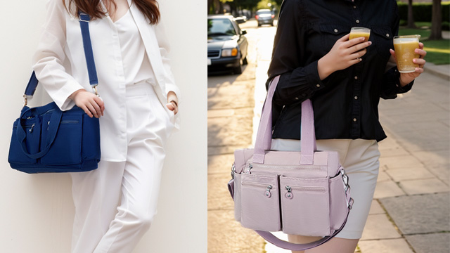 Bolso Tote para mujer de lona con múltiples bolsillos miniatura 7