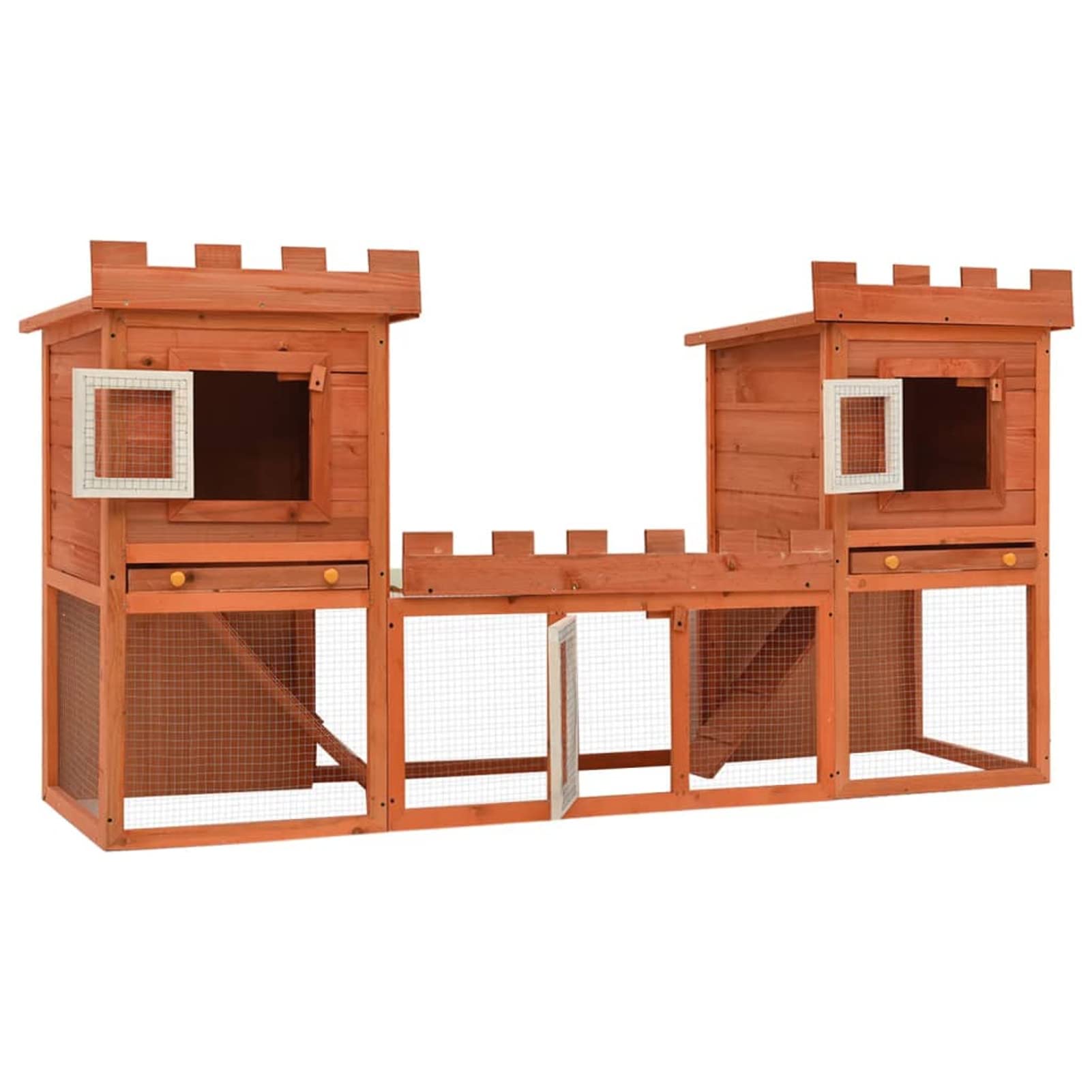 Homgoday Jaula para conejos grande para exteriores, jaula para mascotas, casa doble, conejera y corral, conejera de madera al aire libre, casa de animales pequeños, jaula para mascotas, jaula para