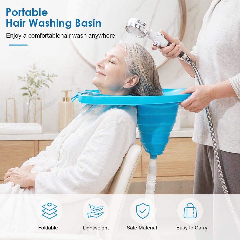 Haarwaschbecken für Bettlägerige, Mobiles Shampoo Waschbecken, Faltbares Haarwaschbecken, Tragbares Haarwaschwanne Waschbecken mit Drainage für Senioren, Schwangere, Salon, Kinder
