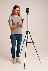 Tripé Metálico Profissional Ajustável Altura 2,1m para Iluminação Ring Light Câmera Celular Suporte Fotográfico