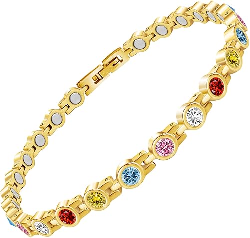 JEROOT Tobilleras magnéticas de acero de titanio para mujer, tobillera magnética para mujer con 3500 imanes Gauss, tobillera ajustable para mujer