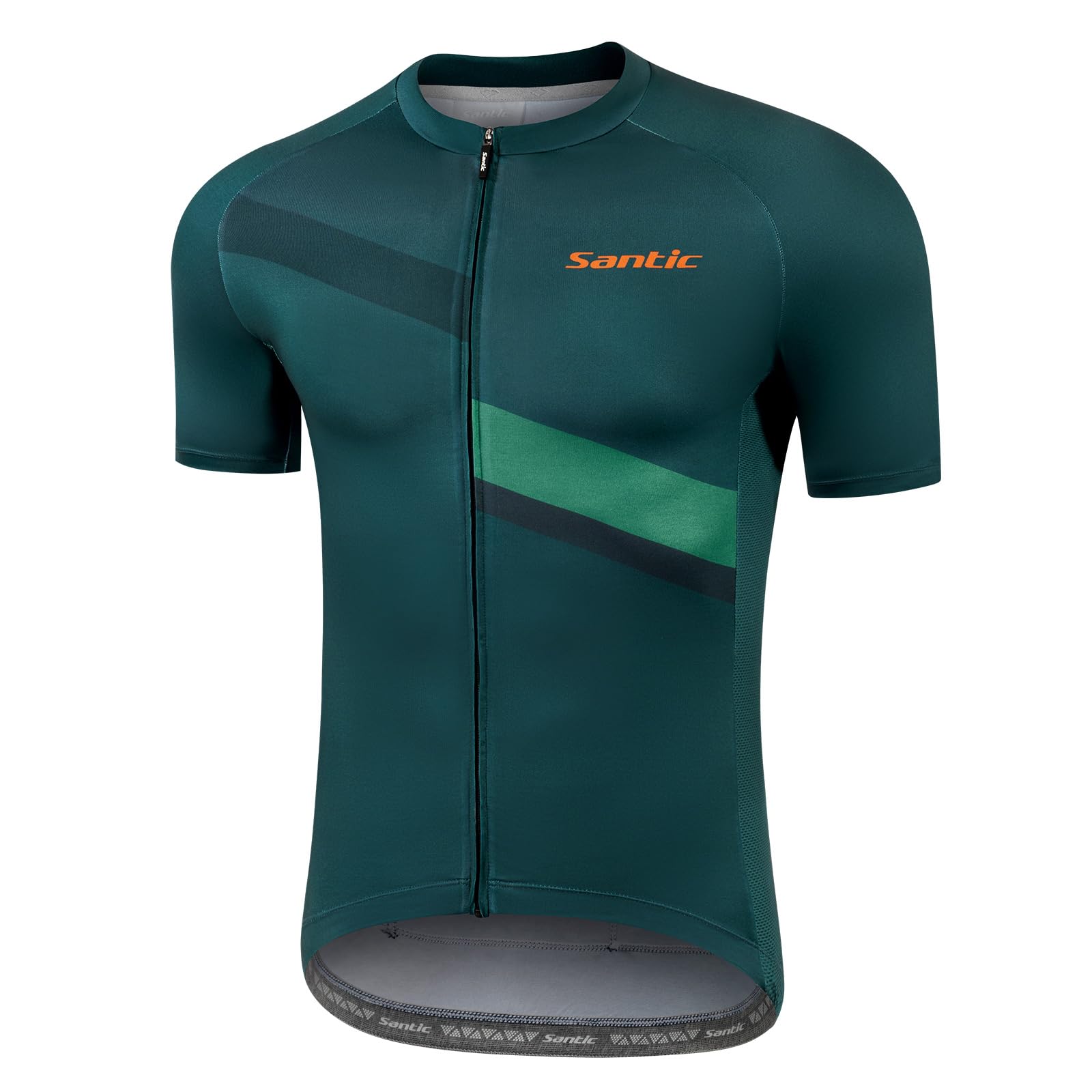 Santic Maillot de ciclismo para hombre, de manga corta, transpirable, con bolsillos traseros, para ciclismo de carretera, MTB, verano