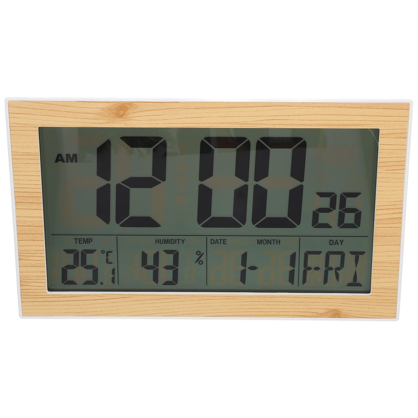 Healeved Orologio da Parete Digitale Sveglia Elettronica e Termometro Domestico, Display Grande Autoimpostante, Design Effetto Legno, per Soggiorno, Camera e Ufficio