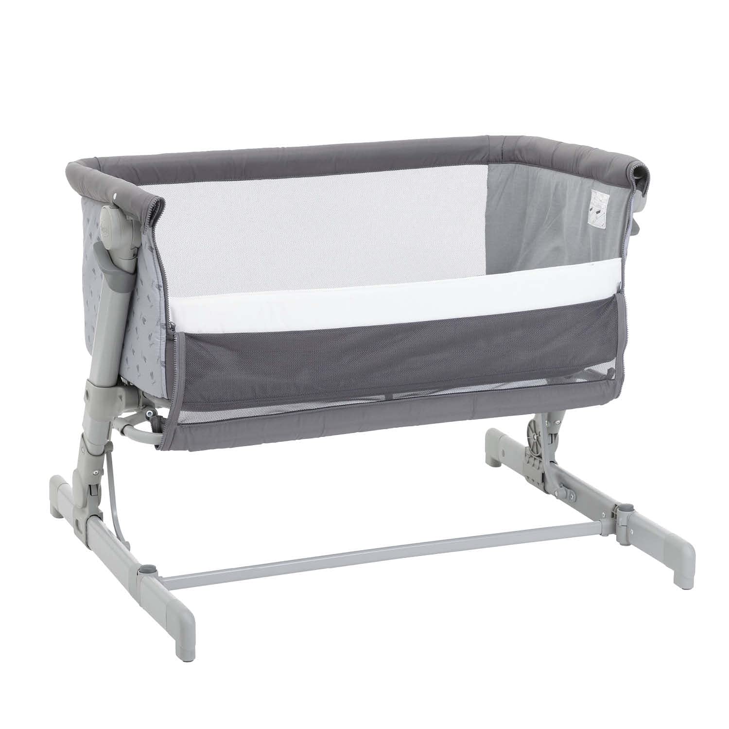 Chicco Next2Me Go Culla Neonato Fianco Letto, Compatibile con Diversi Letti, Altezza Regolabile, Buona Circolazione dell'Aria, culla da viaggio, lettino da viaggio, pieghevole, Grigio scuro