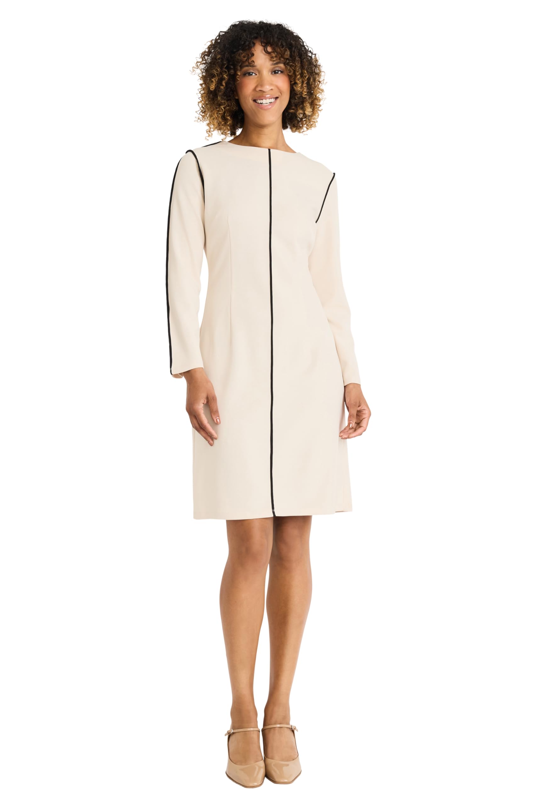 Maggy London Womens Sheath Dress with Contrast Seaming Details