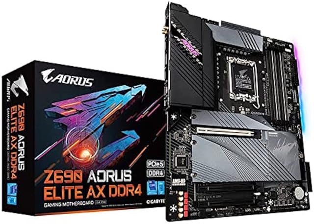 Gigabyte Z690 AORUS ELITE AX DDR4 ATX Motherboard - Supports 12th Gen Intel Core Processors (LGA 1700), 16+1+2 VRM Design, DDR4-5333(OC) Memory, Fully Covered Thermal Design & WIFI6 802.11ax