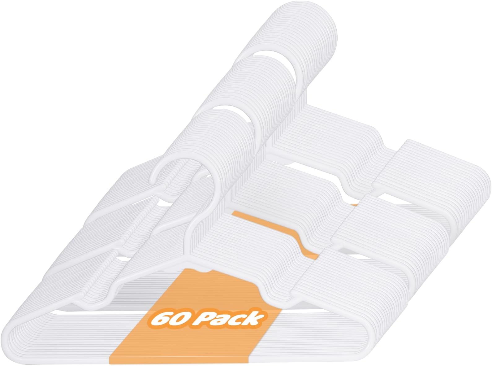 Kids Plastic Hangers 60 Packs, Baby Clothes Hangers for Closet Non-Slip Toddler Hangers for Infant Child Clothing, Small Children Hangers for Pants Coats Skirts (White, 60 Packs)