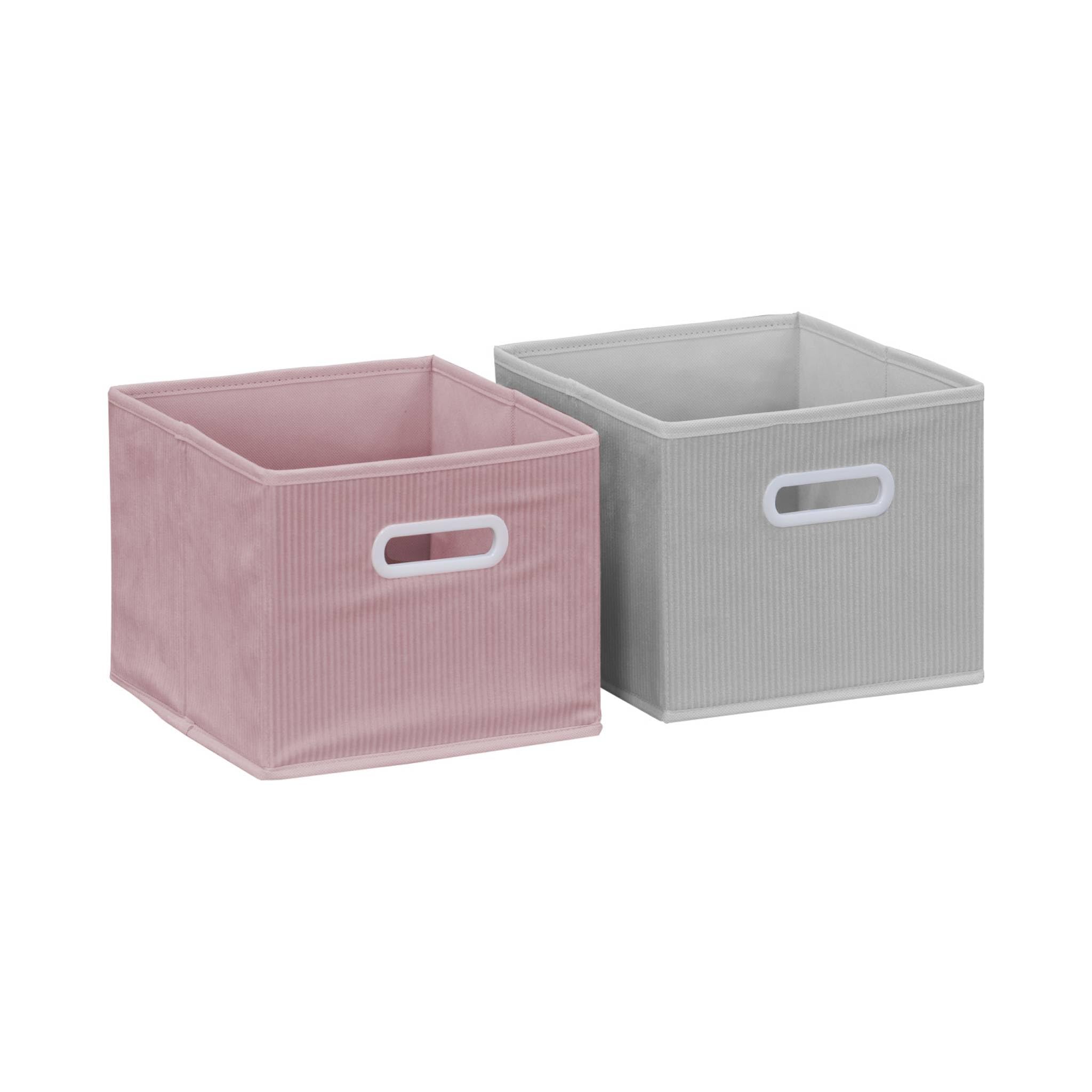 Libreria per bambini con 6 cestini in velluto, Camille, Rosa, 129.5x76.2x70 cm