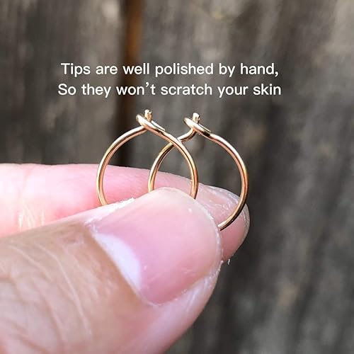 Miniatura 5 de Aretes de aro pequeños y finos hechos a mano para mujeres y niñas