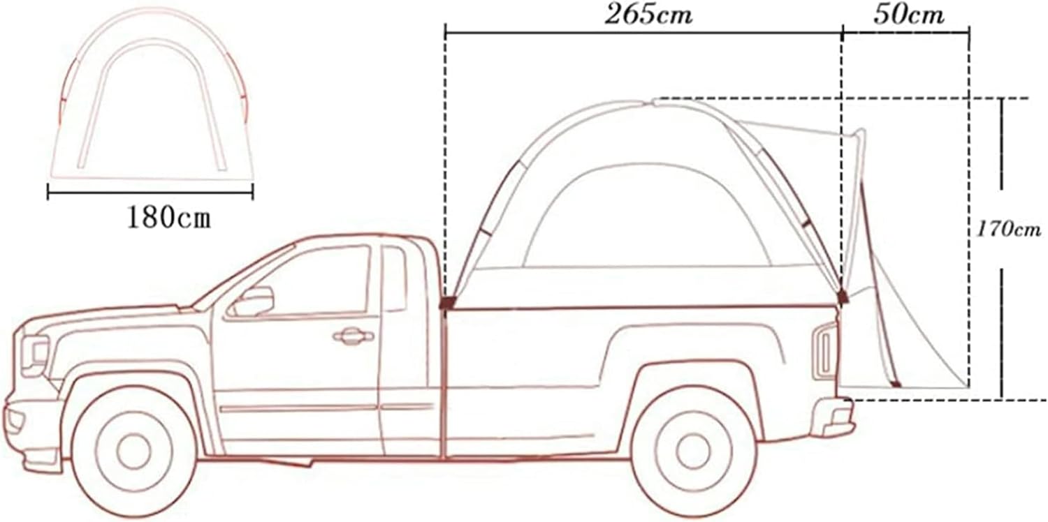 Truck Bed Tent Automatic Setup - Pickup Truck Camping Tents for 5.5Ft Bed for Outdoor Camping Hiking Accessories, Weatherproof 210D Oxford Cloth + Glass Fiber Truck Tailgate Awning Tents