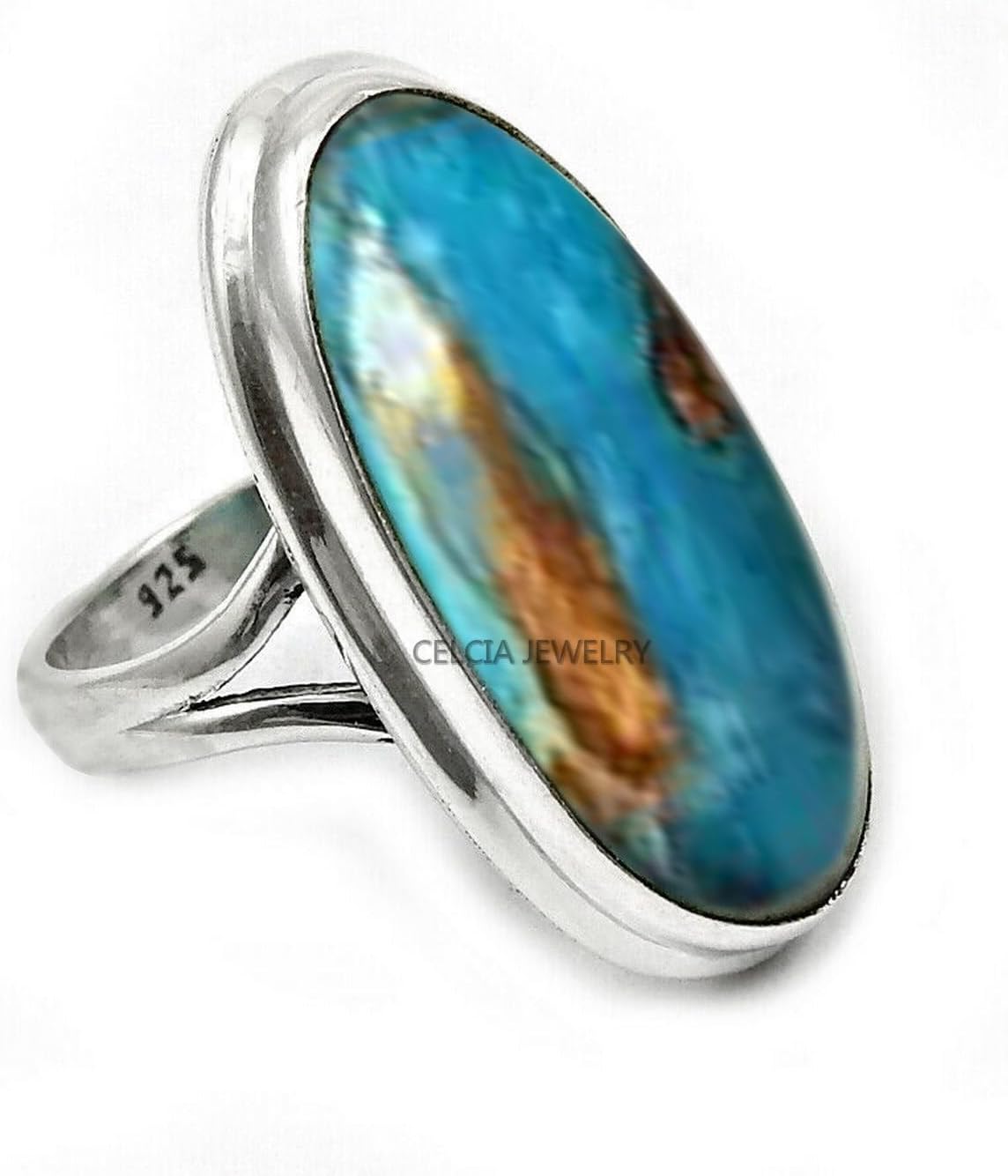Large Oval Gemstone Tribal Ring for Men, 925 Sterling Silver Handmade Jewelry, Unique Promise Ring, Engagement or Birthday Gift for Him, Father’s Day Jewelry