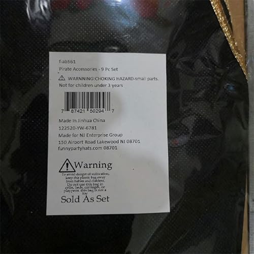 Vista 8 de Funny Party Hats Disfraz de pirata para niños, juego de 9 piezas, accesorios de pirata, ropa de vestir Disfraz de pirata 9 piezas
