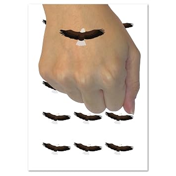 Flying Eagle Solid Temporary Tattoo Water Resistant Fake Body Art Set Collection - 54 1 Tattoos (1 Sheet)