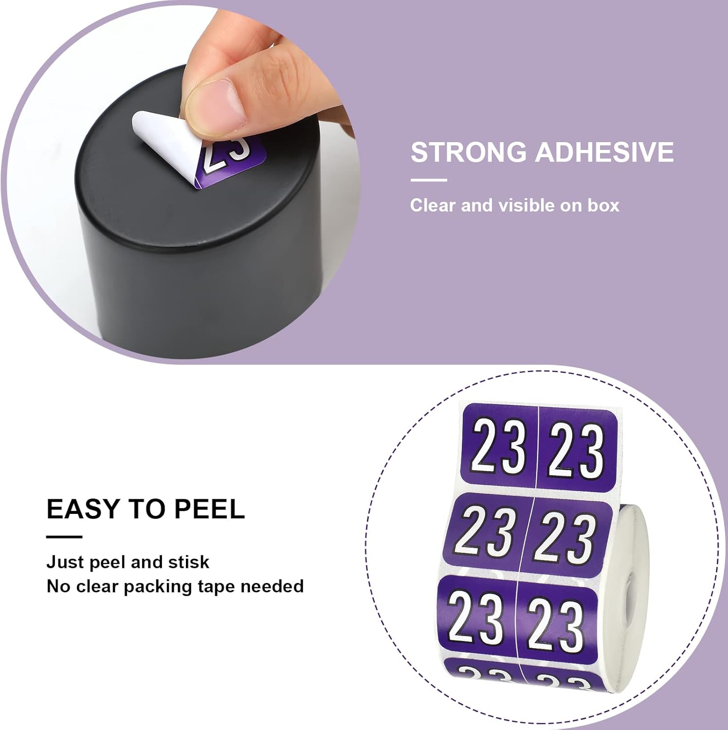 500 Pieces 2023 Year Stickers File Folder Year Labels Rectangle Coded Colored Year Stickers Self Adhesive Year Labels End Tab File Folders Office Supplies, 1 Roll (Purple, 3/4" x 1-1/2") : Office Products