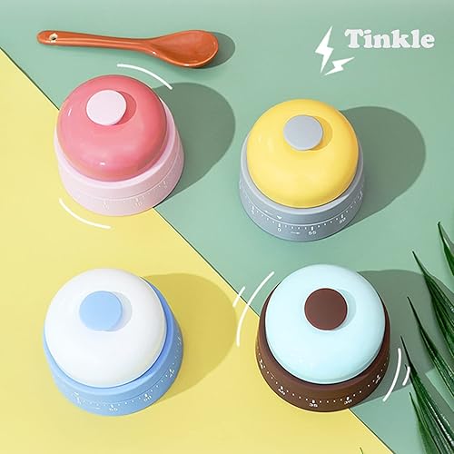 Miniatura 6 de Temporizador mecánico de cocina, bonito temporizador para niños, cuerda manual de 60 minutos, con cuenta regresiva, anillo de alarma fuerte para
