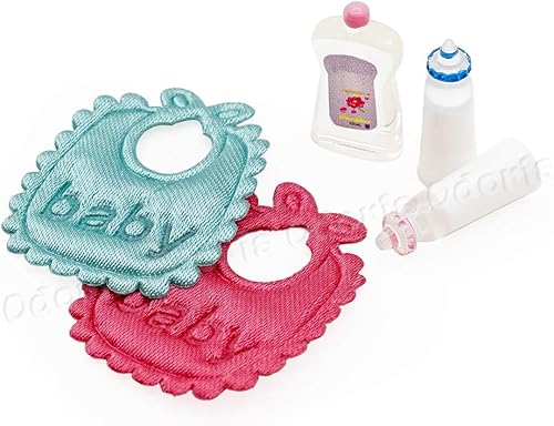 Miniatura 2 de Odoria 112 Biberones en miniatura Baberos casa de muñecas Accesorios de guardería