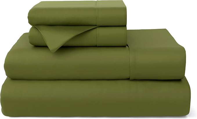 Cosy House Collection 100% Rayon Derived from Bamboo Bed Sheet Set - Cooling, Breathable, Silky Soft 4-Piece Deep Pocket Bedding Set (Queen, Cream)