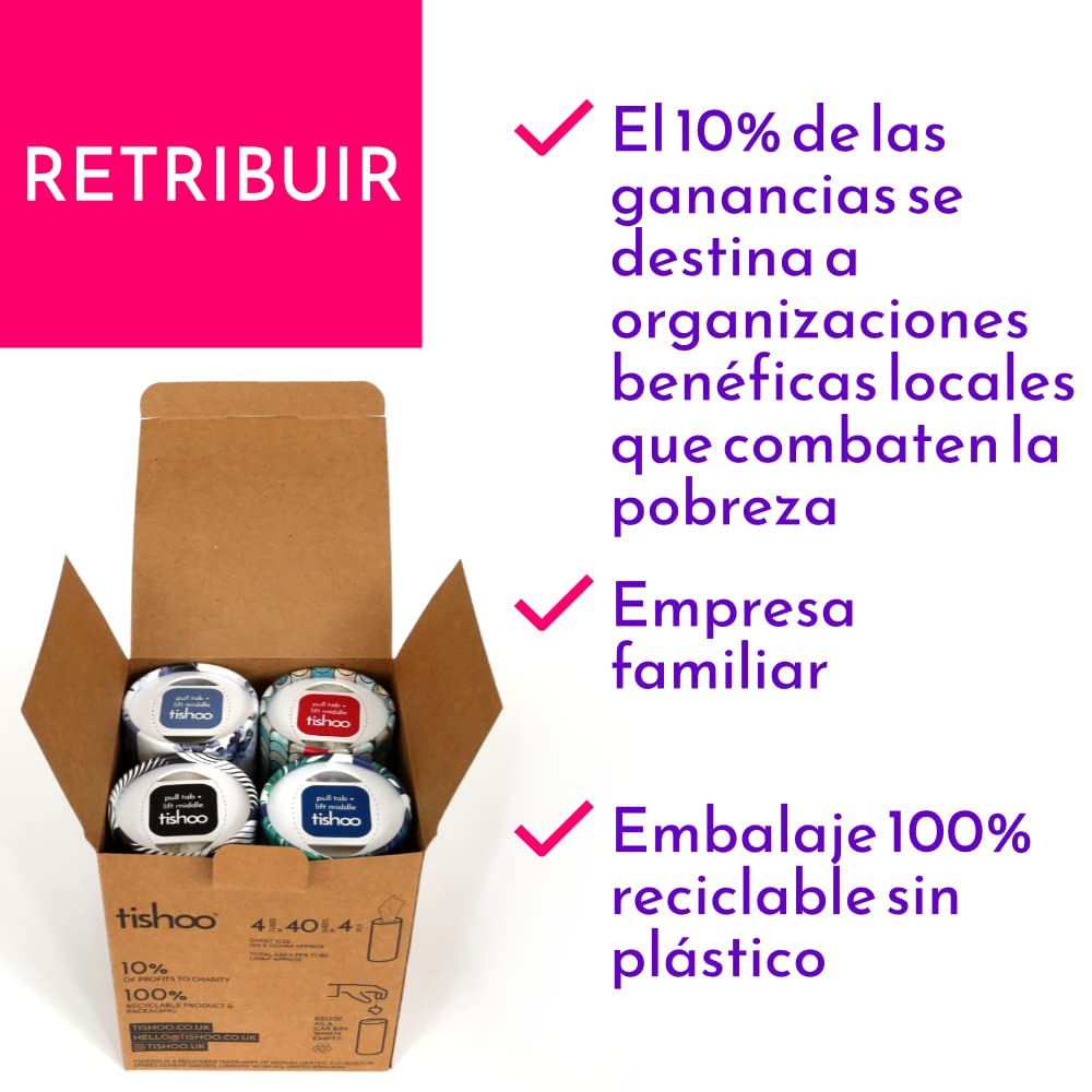 tishoo Pañuelos de lujo ultra sedosos | 4 capas súper suaves con hidratante | para portavasos de coche, hogar y viajes | 4 tubos en embalaje sin plástico | Mixed/Mayfair — view 7