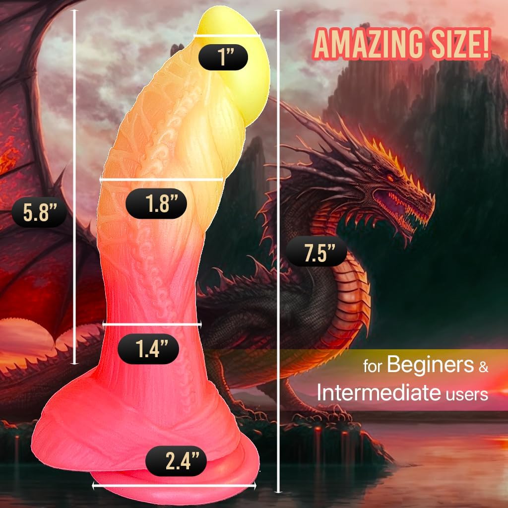 7.5" Fantasy Monster Dildo with Balls U & G-spot Dragon Dildo with Suction Cup, Long Anal Plug Adult Sex Toys & Games for Women Men Couples
