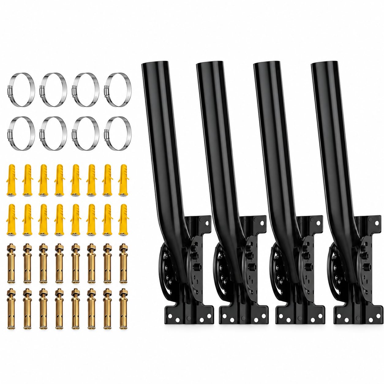 Universal Wireless Bridge Mount | Pole &amp; Wall-Mounted Antenna Mast for Outdoor Antennas, Starlink Extender, Weather Stations &amp; WiFi Extenders | 1.36'' Diameter x 11'' Length (Black-4Pack)